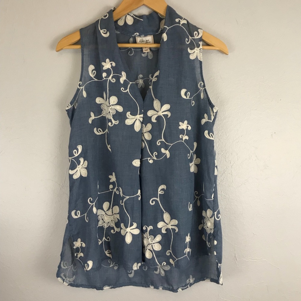 Beige by ECI Embroidered Tank